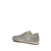 Prada Gray Calf Leather Low Top Sneakers