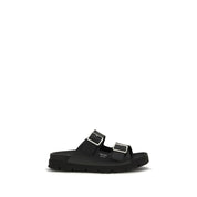 Prada Black Calf Leather Flat Sandals