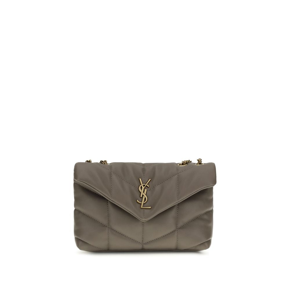 Saint Laurent Gray Lambskin Shoulder Bag