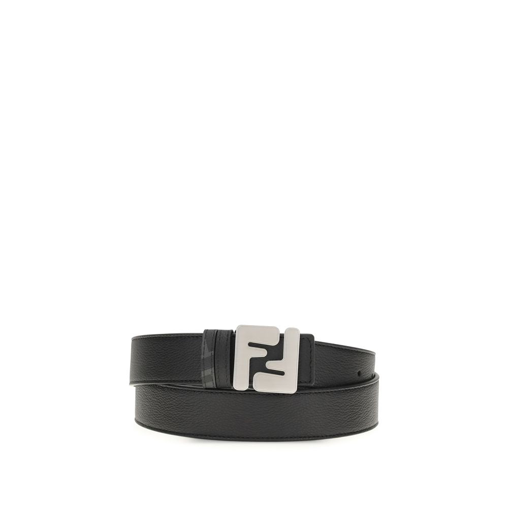 Fendi Black Calf Leather Reversible Belt