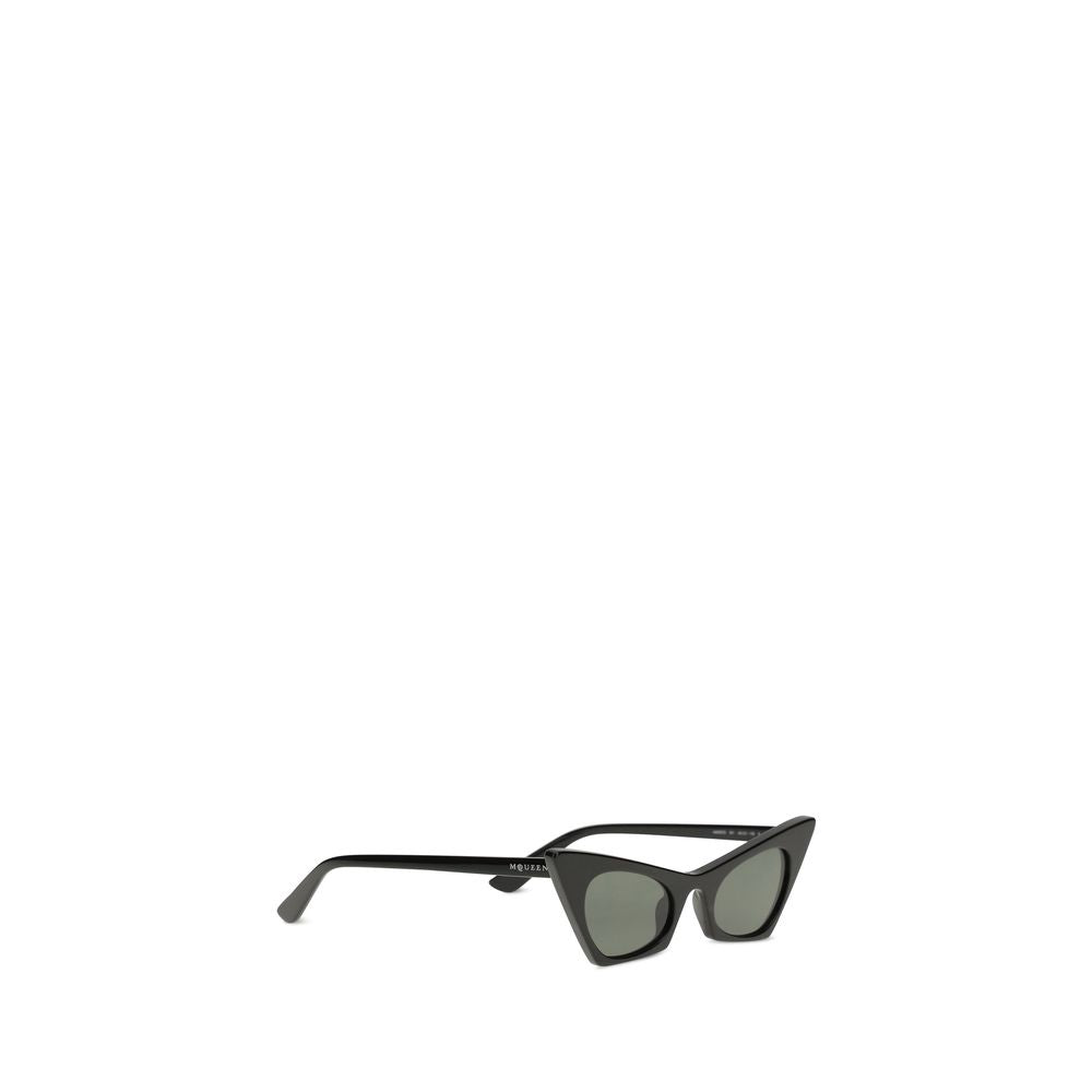 Alexander McQueen Black Havana Plastic Cat-eye Sunglasses