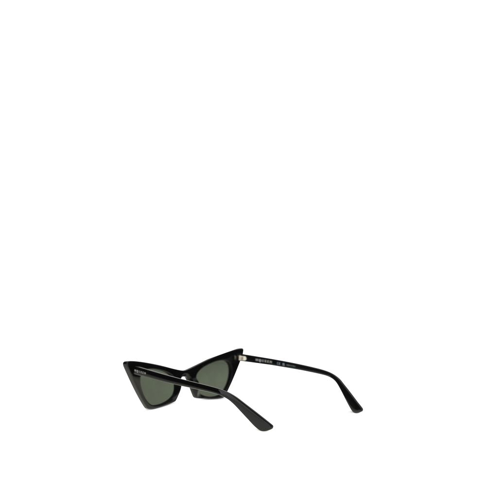 Alexander McQueen Black Havana Plastic Cat-eye Sunglasses