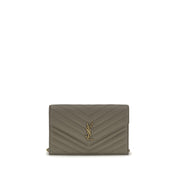 Saint Laurent Gray Calf Leather Cassandre Envelope Clutch