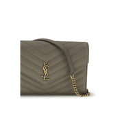 Saint Laurent Gray Calf Leather Cassandre Envelope Clutch