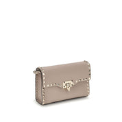 Valentino Garavani Beige Calf Leather Shoulder Bag