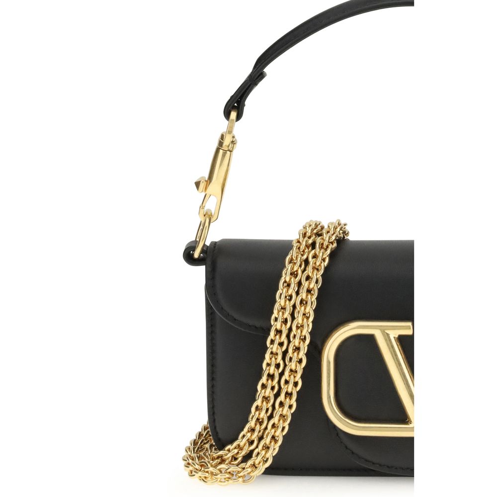 Valentino Garavani Black Calf Leather Shoulder Bag