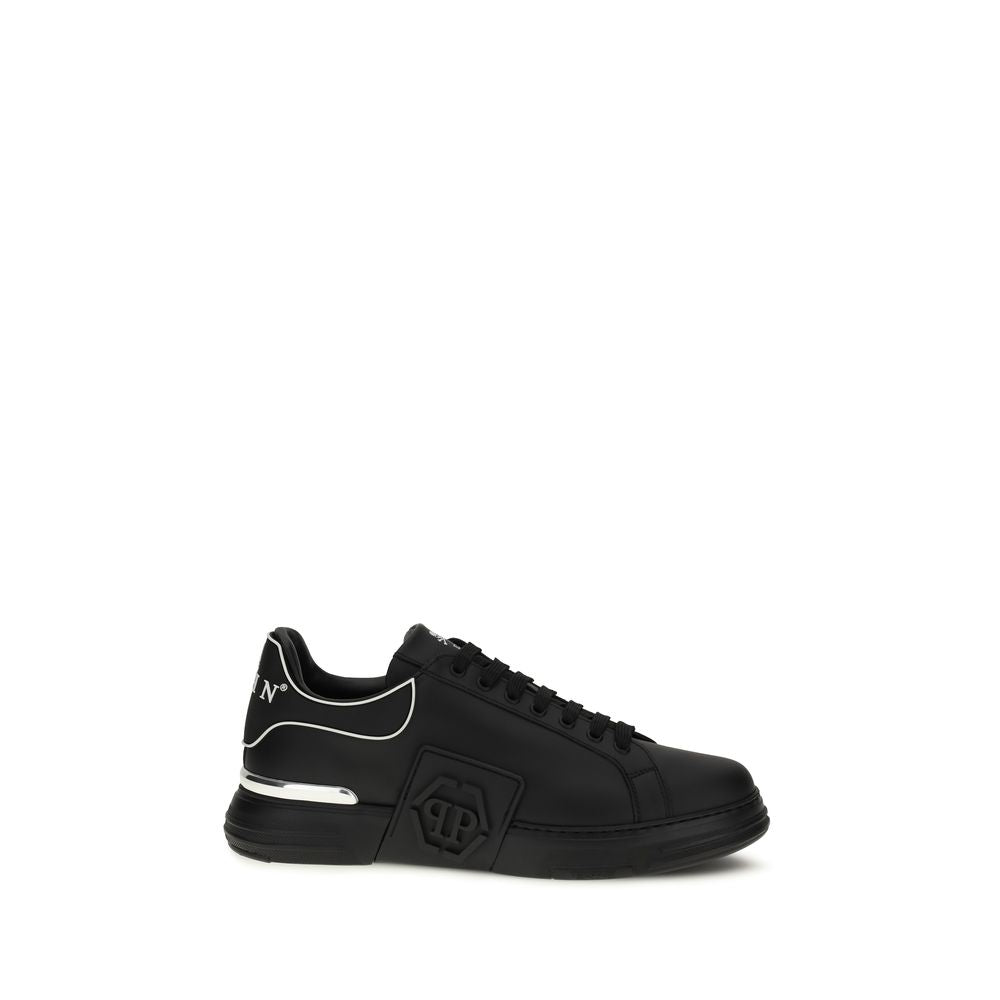 Philipp Plein Black Calf Leather Low Top Sneakers