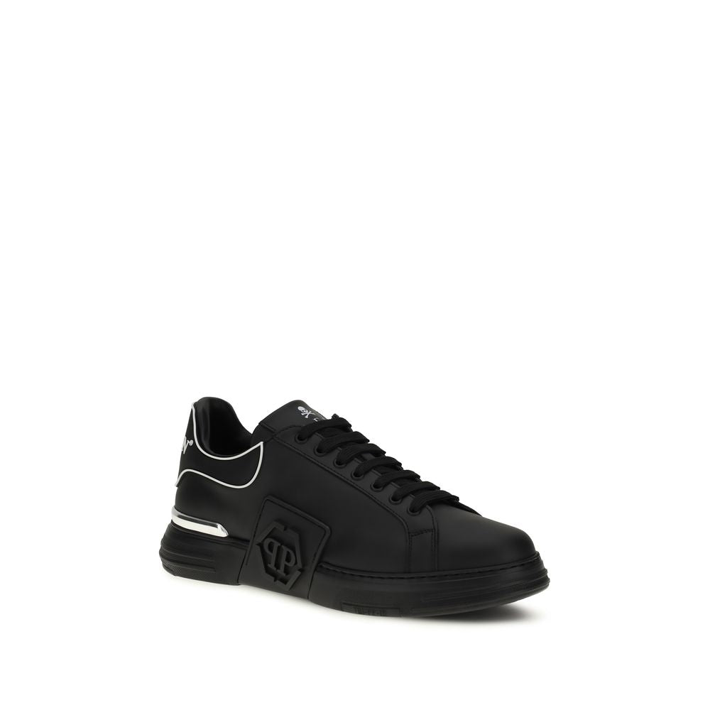 Philipp Plein Black Calf Leather Low Top Sneakers