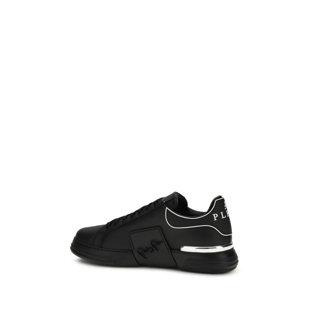 Philipp Plein Black Calf Leather Low Top Sneakers