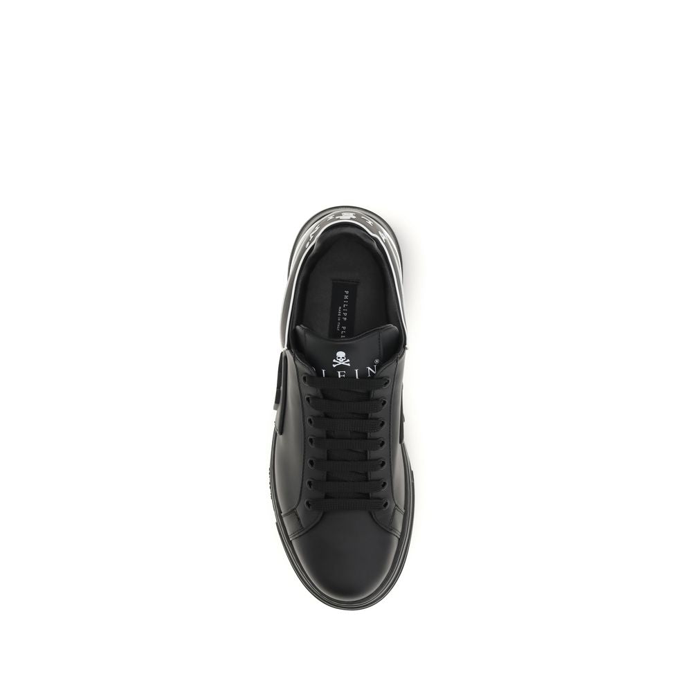 Philipp Plein Black Calf Leather Low Top Sneakers