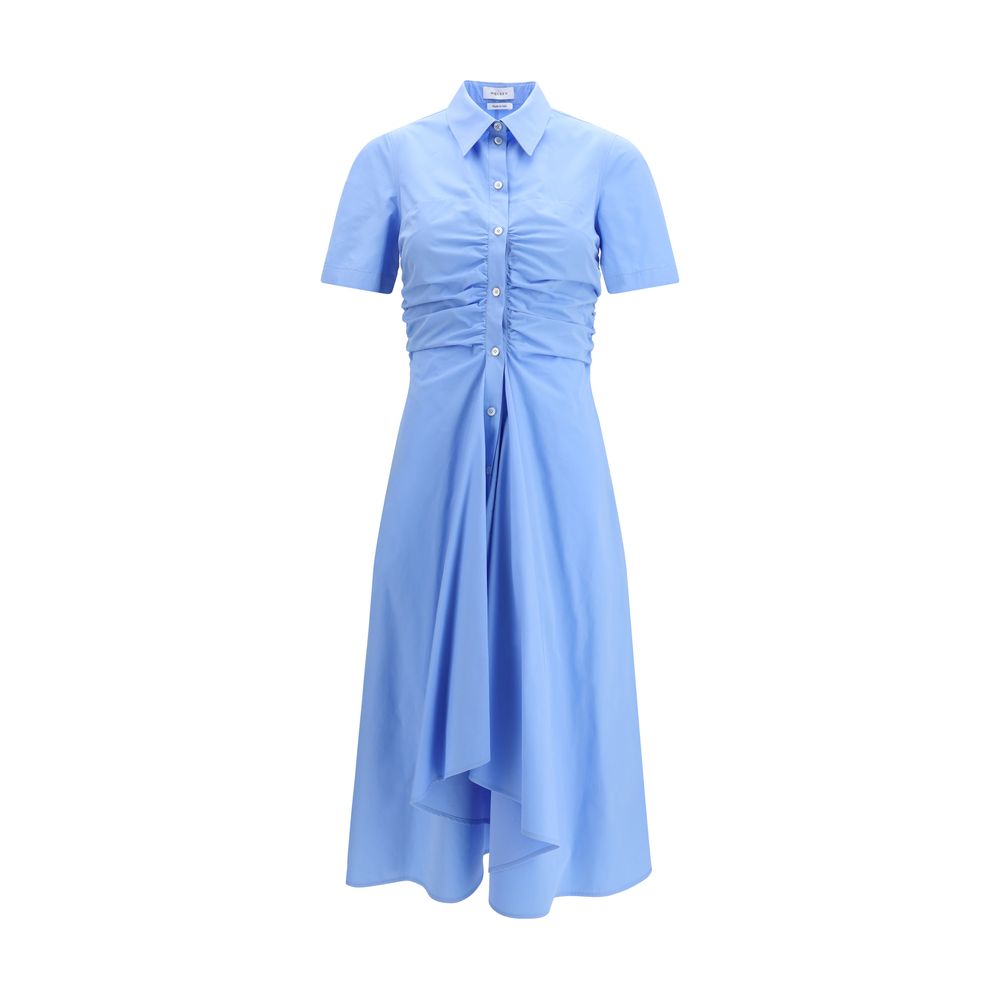 Alexander McQueen Blue Cotton Midi Shirt Dress