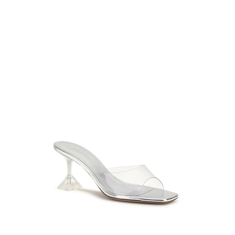 Amina Muaddi Silver PVC Stiletto Heel Sandals