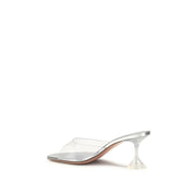 Amina Muaddi Silver PVC Stiletto Heel Sandals