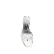 Amina Muaddi Silver PVC Stiletto Heel Sandals