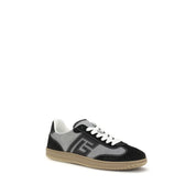 Balmain Gray Calf Leather Low Top Sneakers