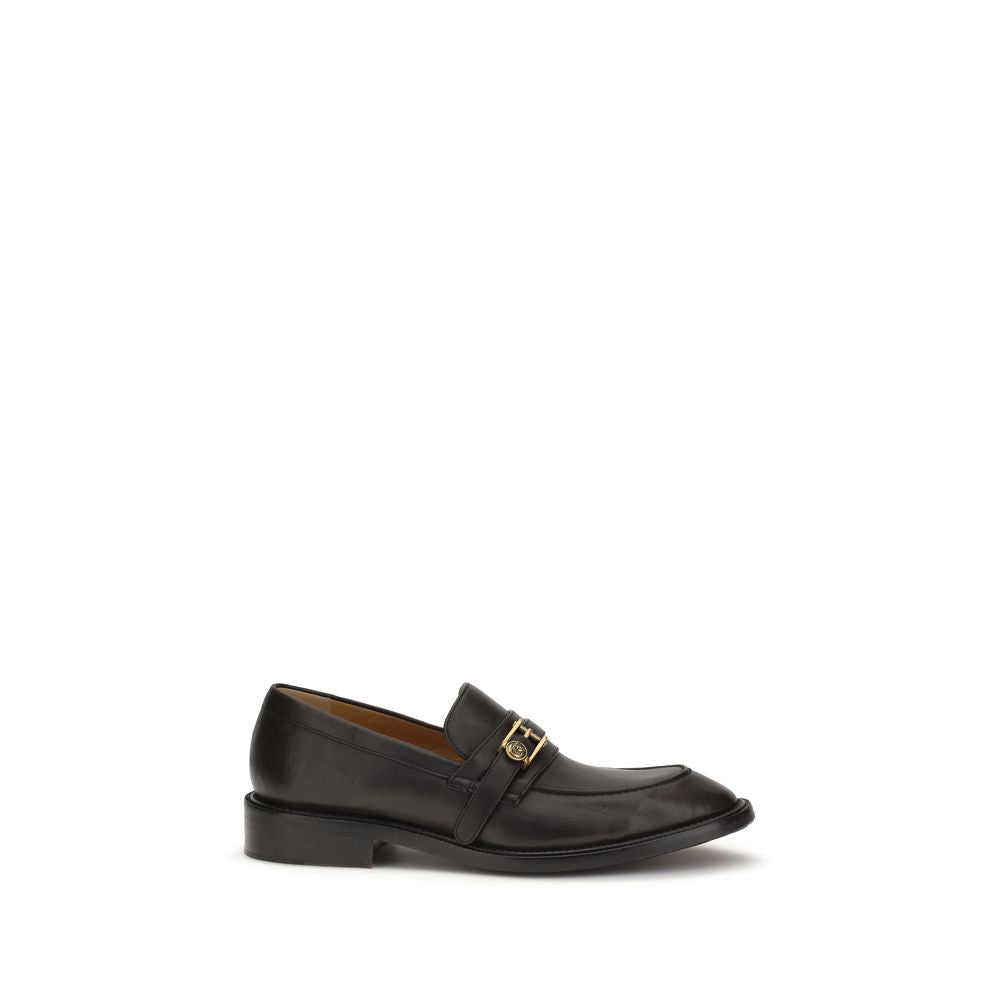 Versace Black Calf Leather Slip-On Loafers