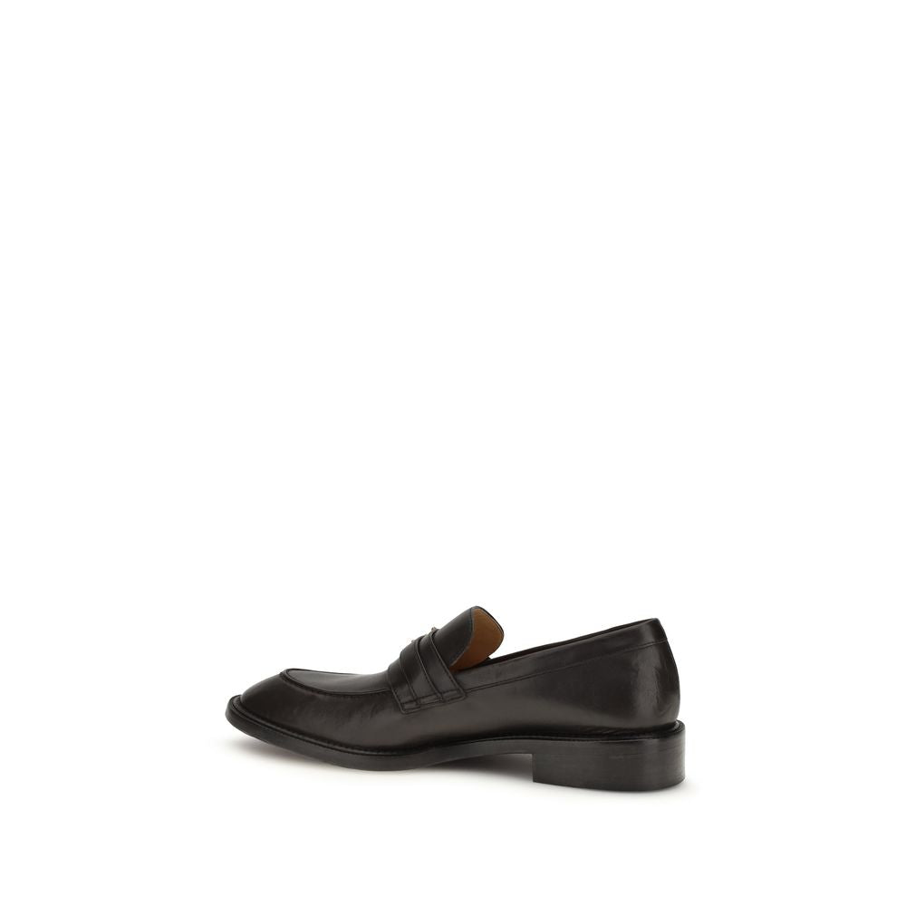 Versace Black Calf Leather Slip-On Loafers