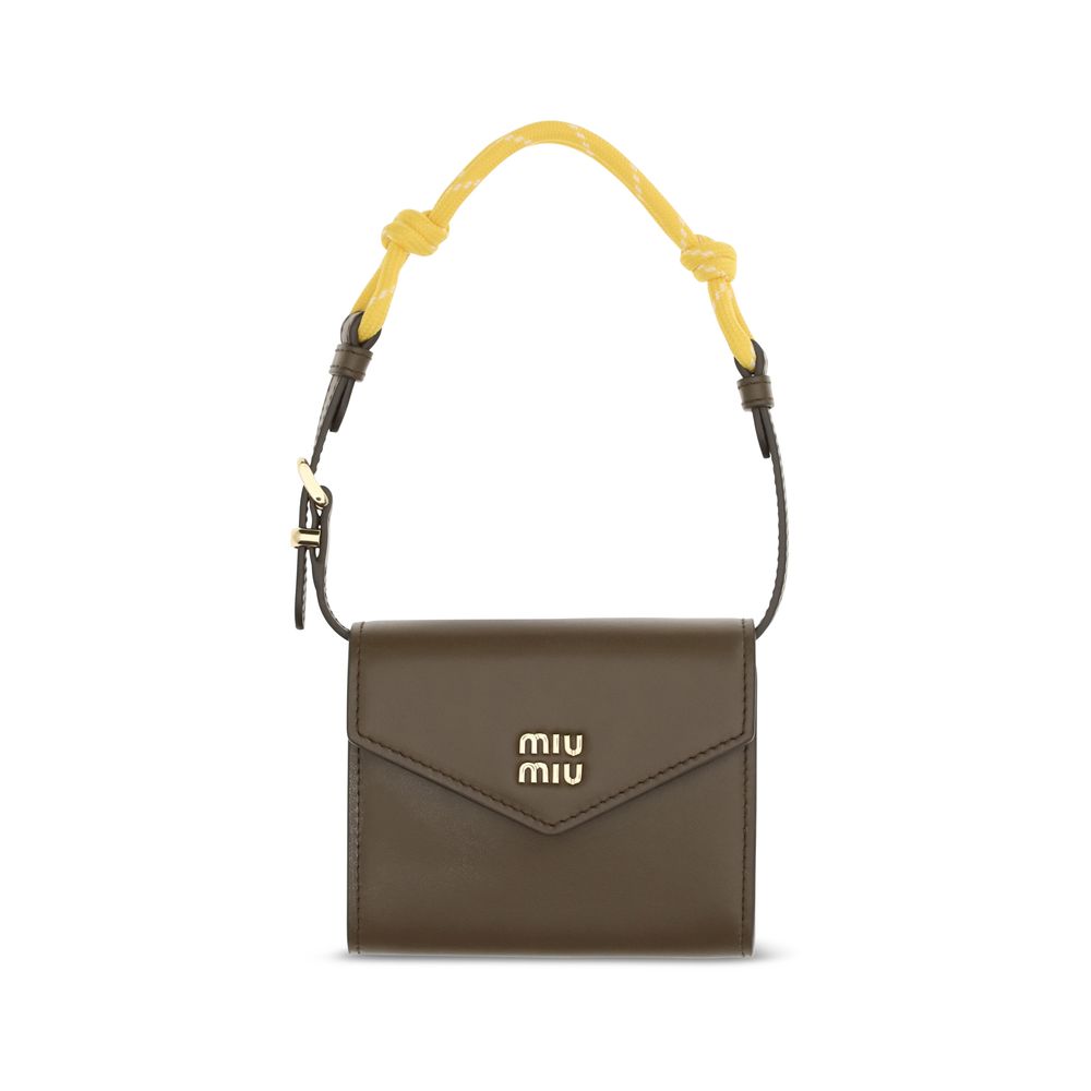 Miu Miu Brown Calf Leather Rope Handle Wallet