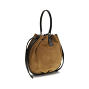 Ferragamo Brown Calf Leather Suede Bucket Bag