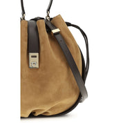 Ferragamo Brown Calf Leather Suede Bucket Bag