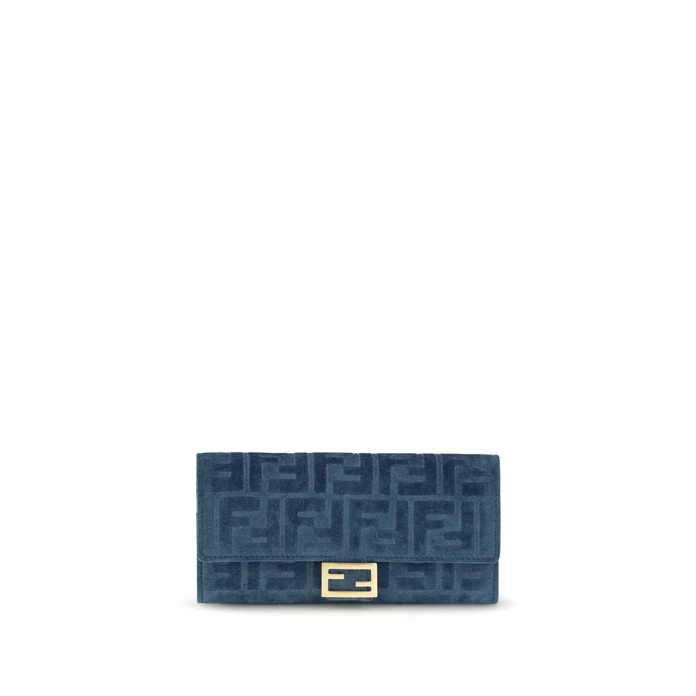 Fendi Blue Denim FF Clutch Bag