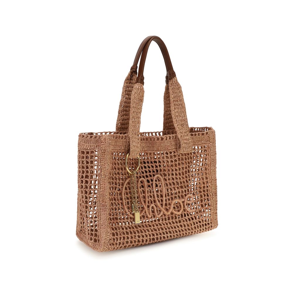 Chloé Beige Raffia East-West Summer Banana Shoulder Bag
