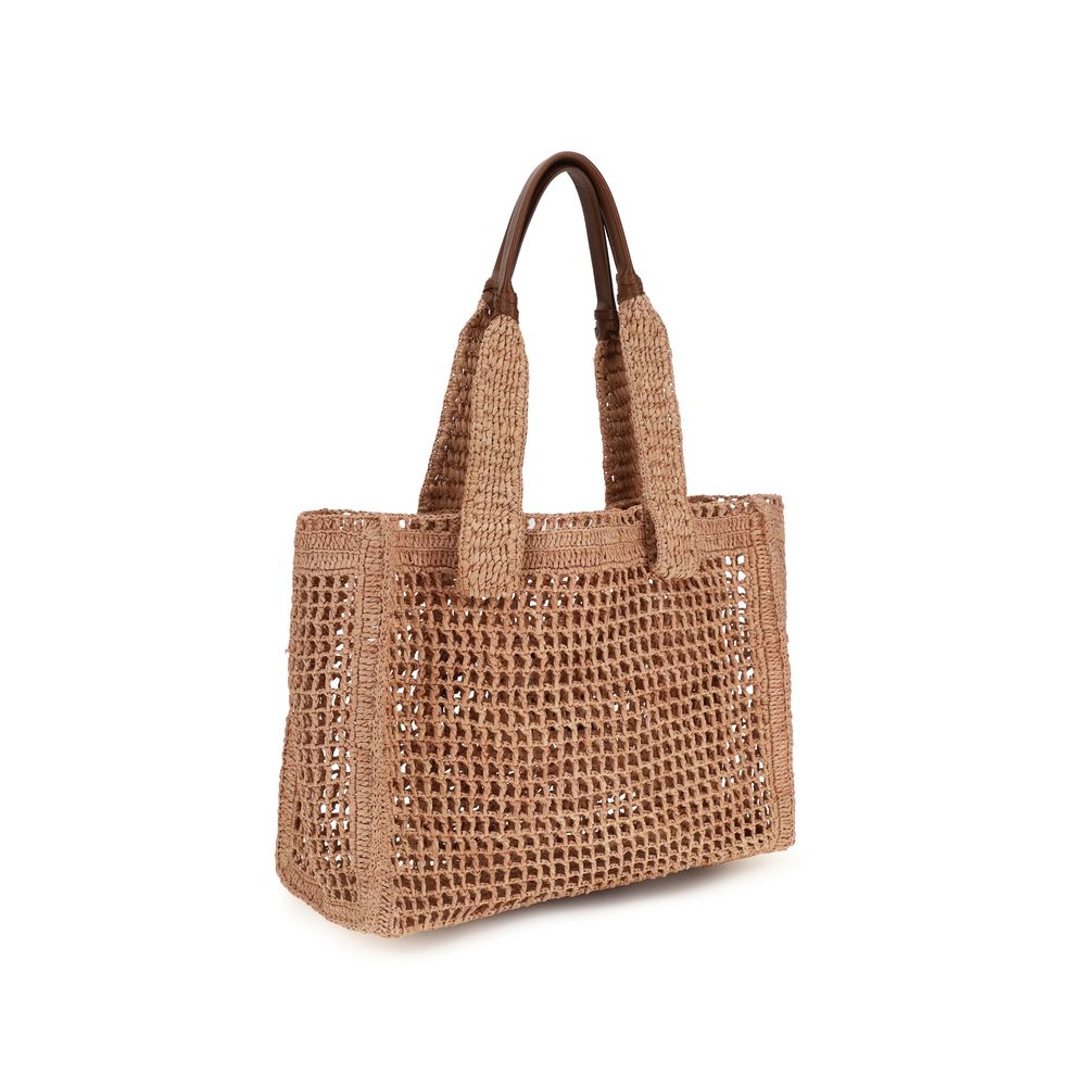 Chloé Beige Raffia East-West Summer Banana Shoulder Bag