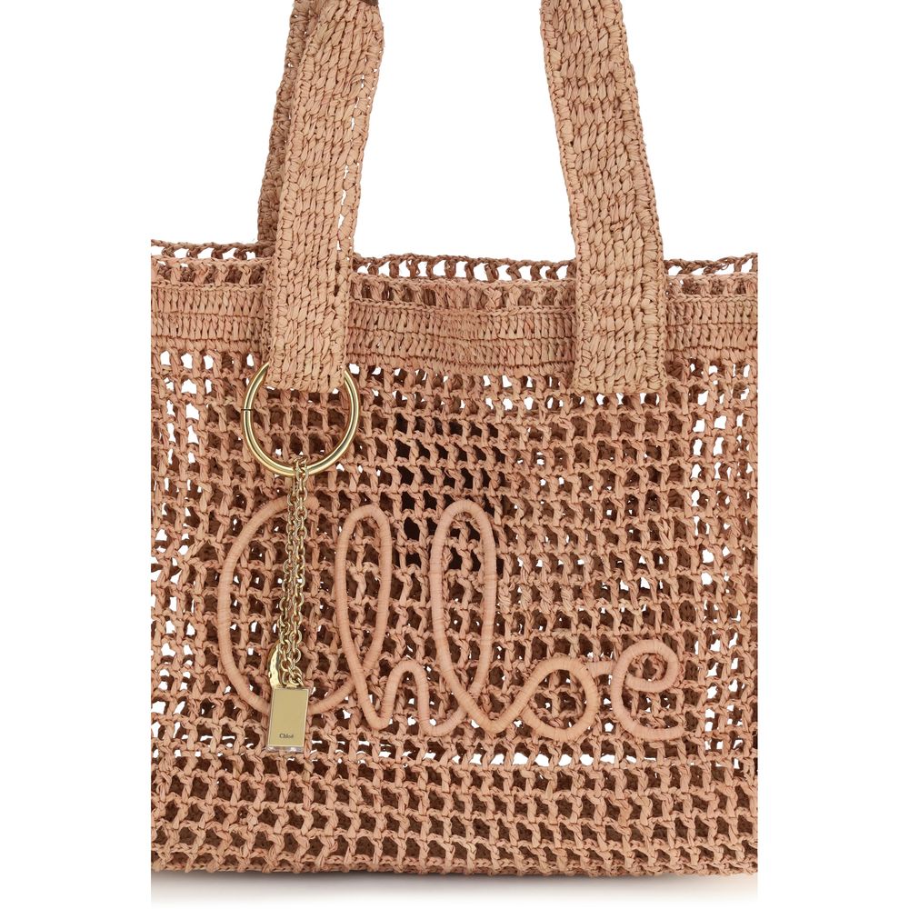 Chloé Beige Raffia East-West Summer Banana Shoulder Bag