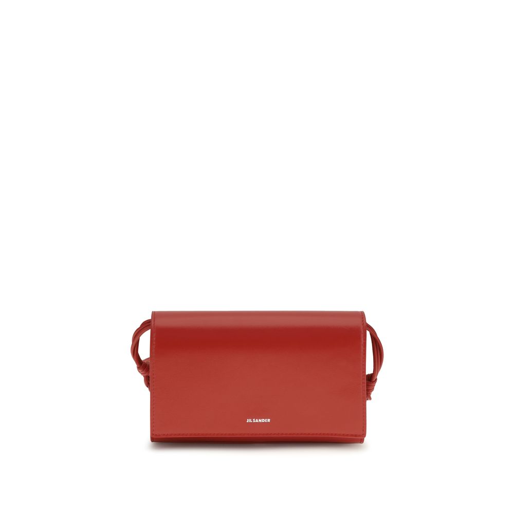 Jil Sander Black Calf Leather Tangle Crossbody Wallet