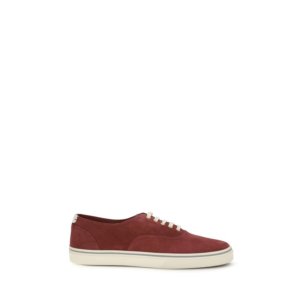 Brunello Cucinelli Bordeaux Calf Leather Low Top Sneakers