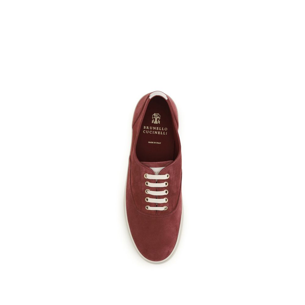 Brunello Cucinelli Bordeaux Calf Leather Low Top Sneakers