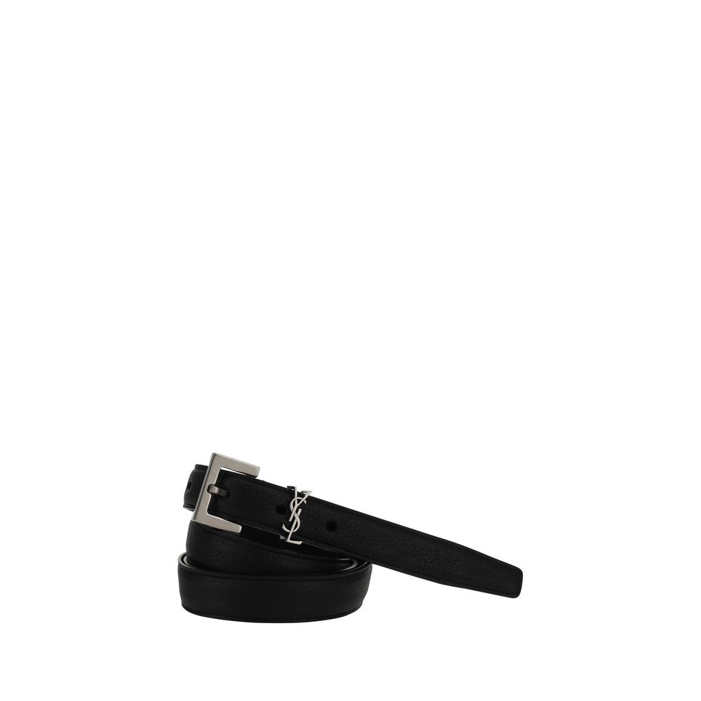 Saint Laurent Black Lambskin Regular Belt