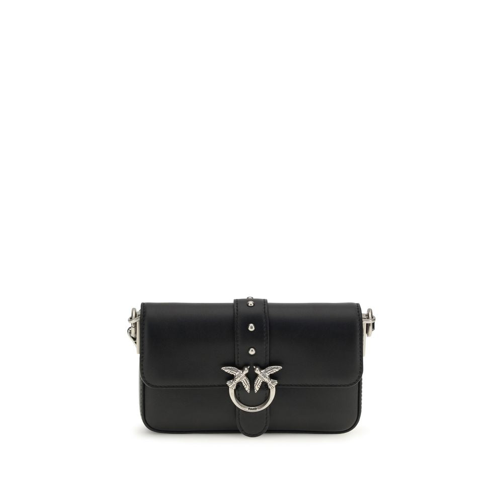 PINKO Black Calf Leather Shoulder Bag