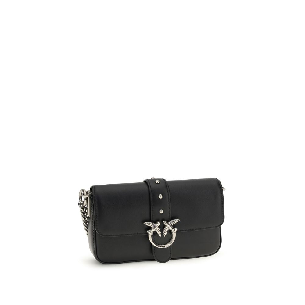 PINKO Black Calf Leather Shoulder Bag