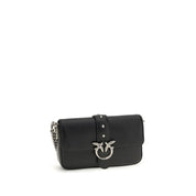 PINKO Black Calf Leather Shoulder Bag
