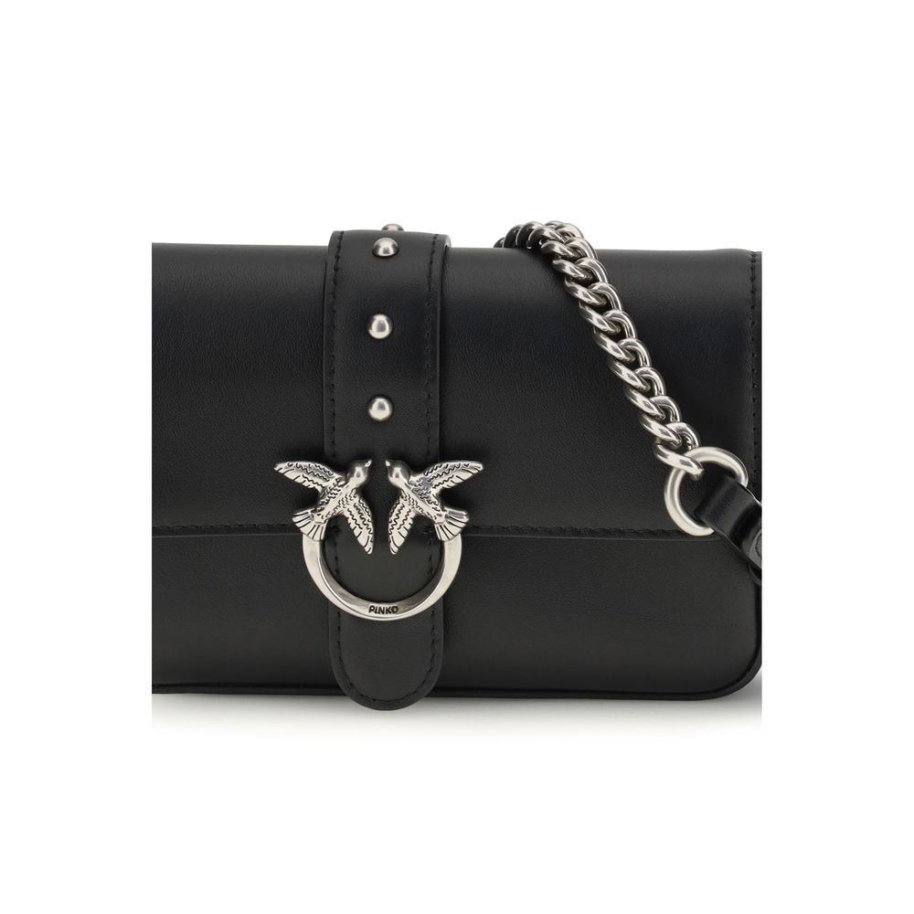 PINKO Black Calf Leather Shoulder Bag