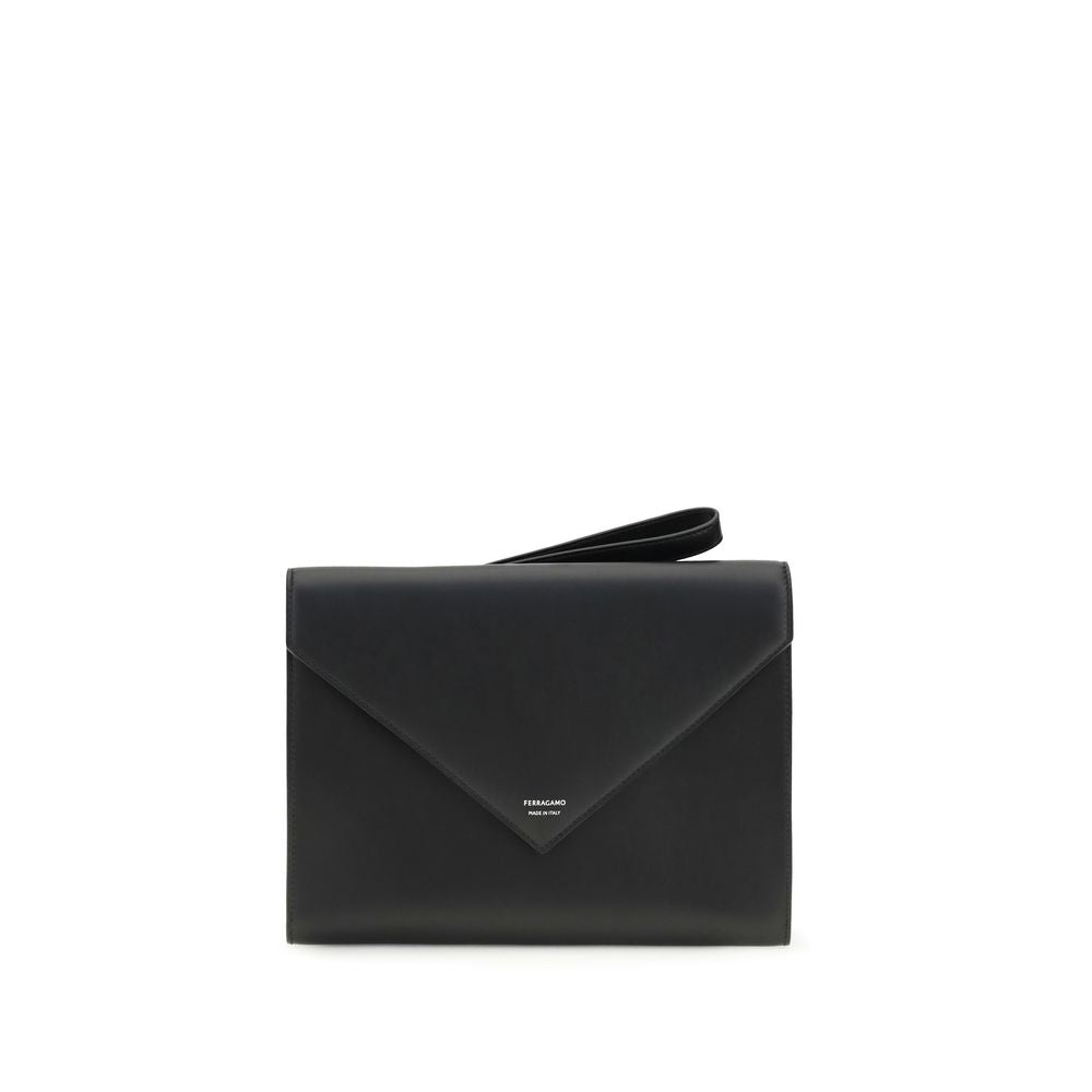 Ferragamo Black Calf Leather Document Holder