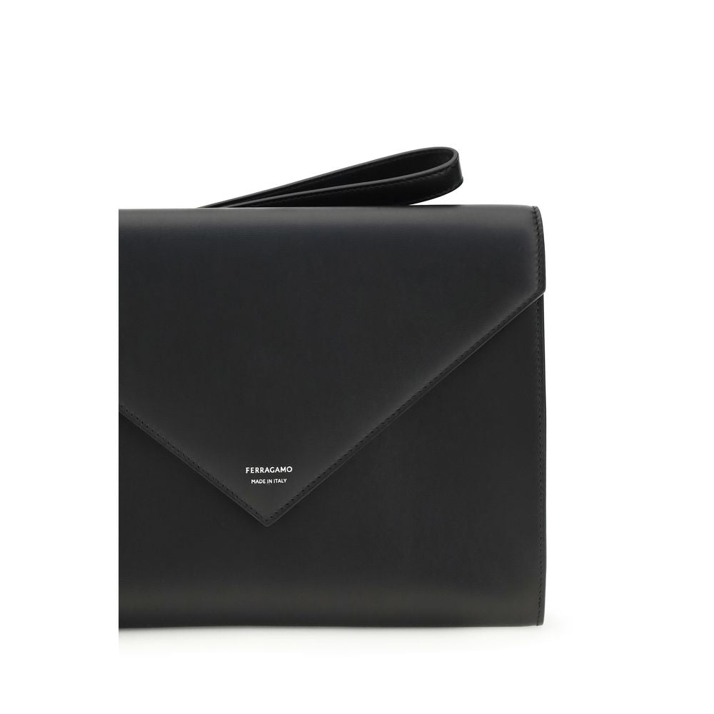 Ferragamo Black Calf Leather Document Holder