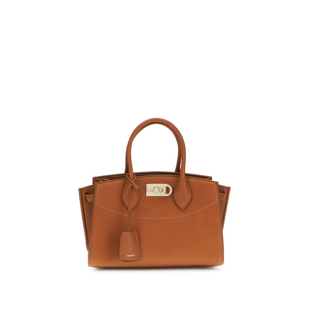 Ferragamo Brown Calf Leather Studio Shoulder Bag