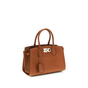 Ferragamo Brown Calf Leather Studio Shoulder Bag