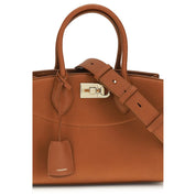 Ferragamo Brown Calf Leather Studio Shoulder Bag