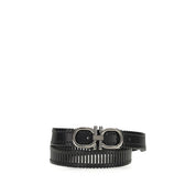 Ferragamo Black Calf Leather Gancini Belt