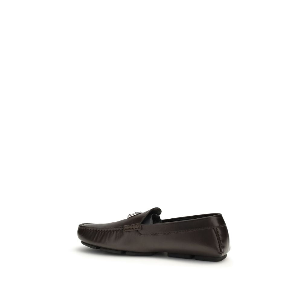 Dolce & Gabbana Brown Calf Leather Slip-On Loafers