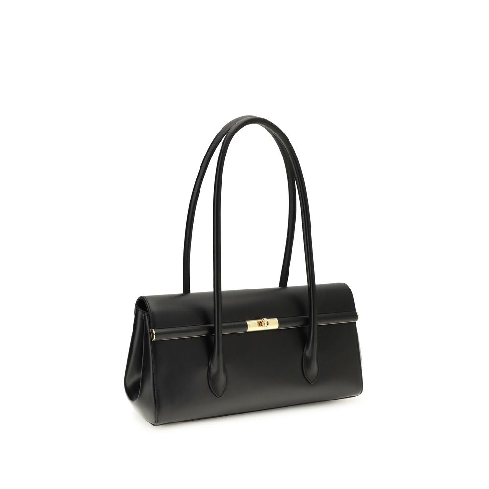 Dolce & Gabbana Black Calf Leather Marlene Shoulder Bag