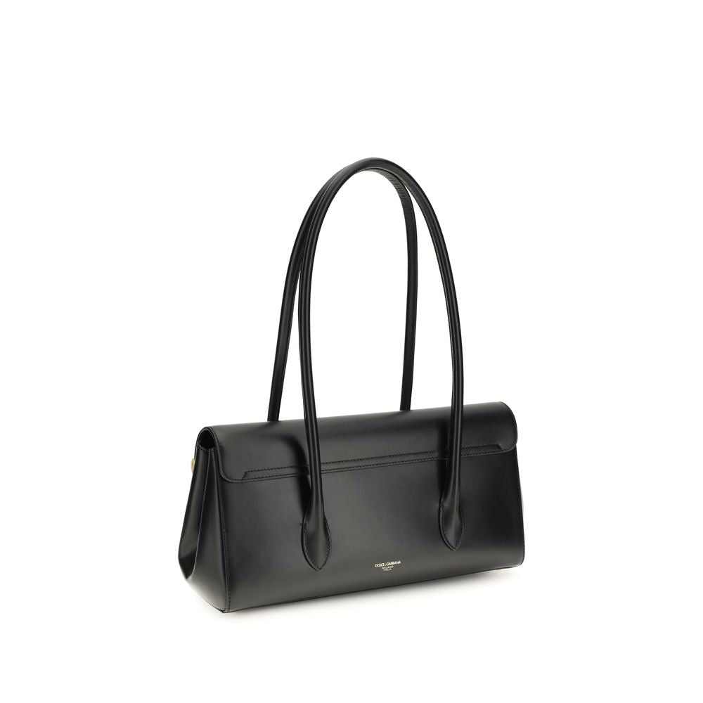 Dolce & Gabbana Black Calf Leather Marlene Shoulder Bag