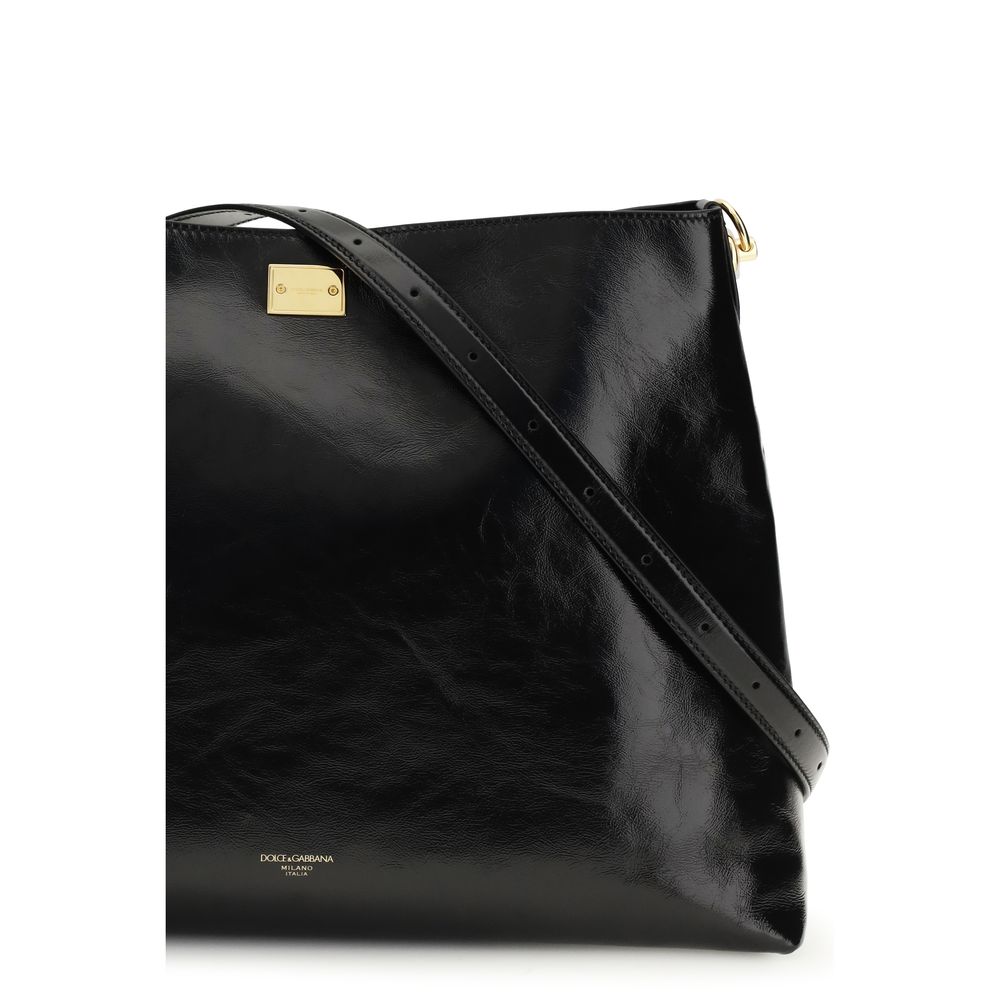 Dolce & Gabbana Black Calf Leather Shoulder Bag