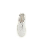 Santoni White Calf Leather Low Top Sneakers