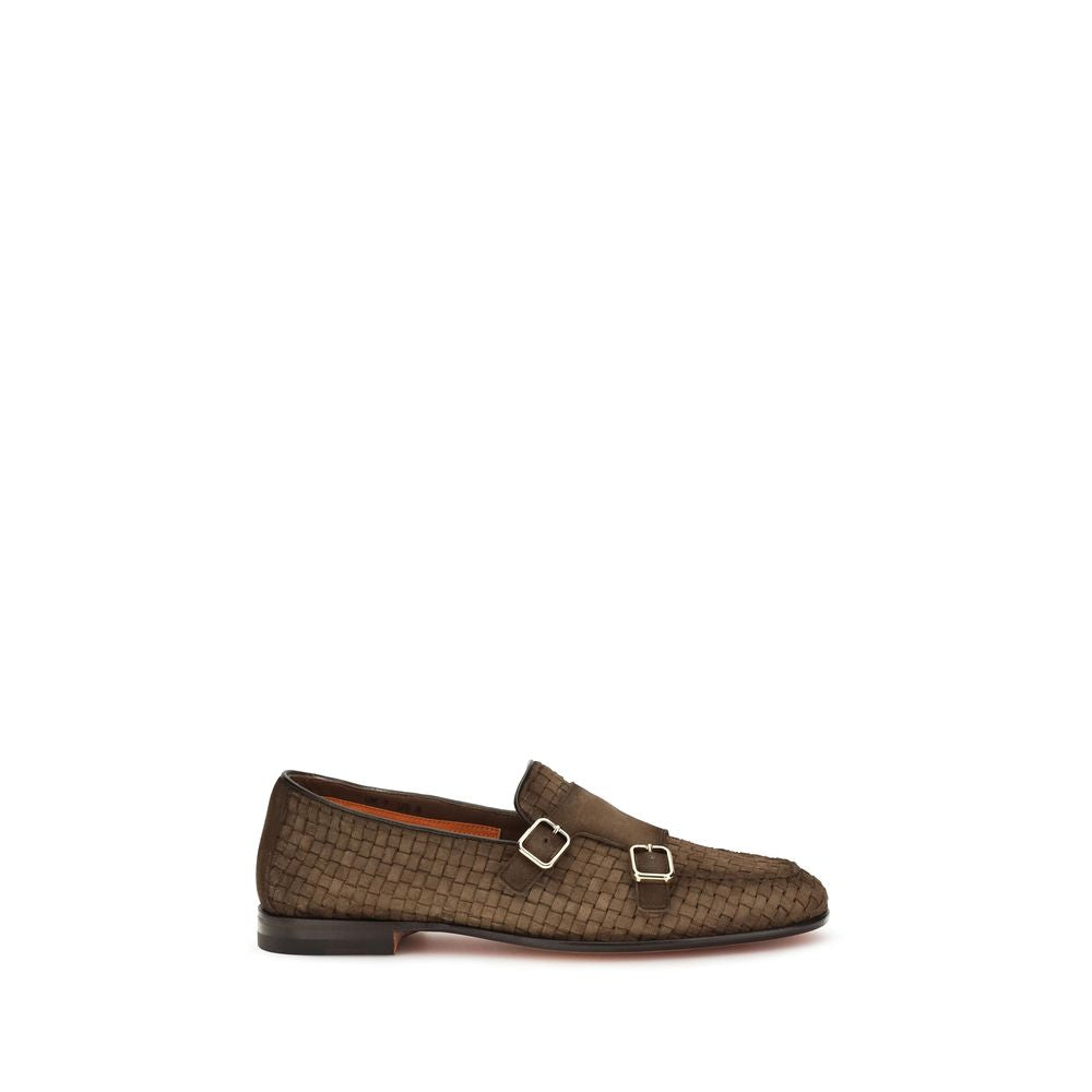 Santoni Brown Calf Leather Loafers