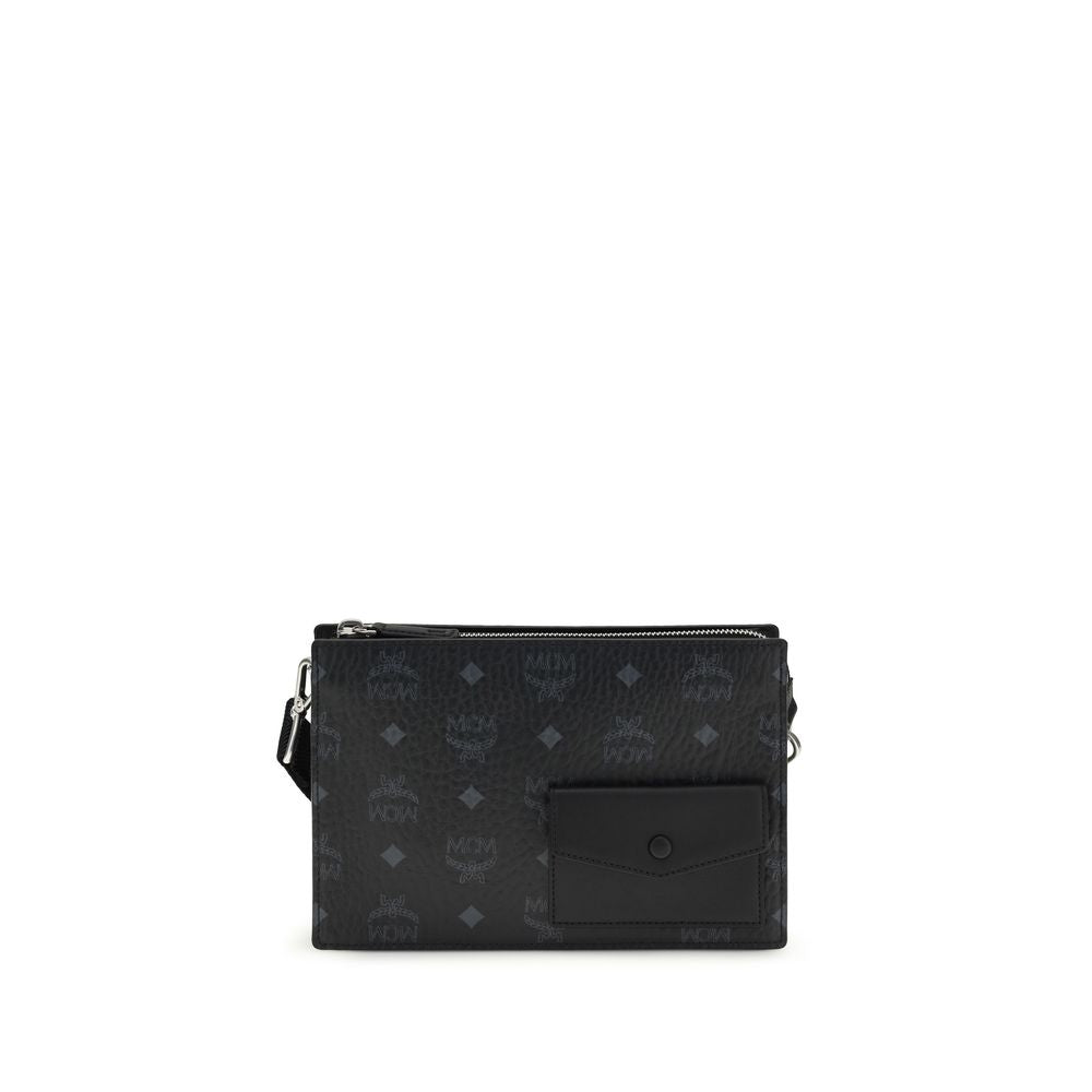 MCM Black Calf Leather Shoulder Bag