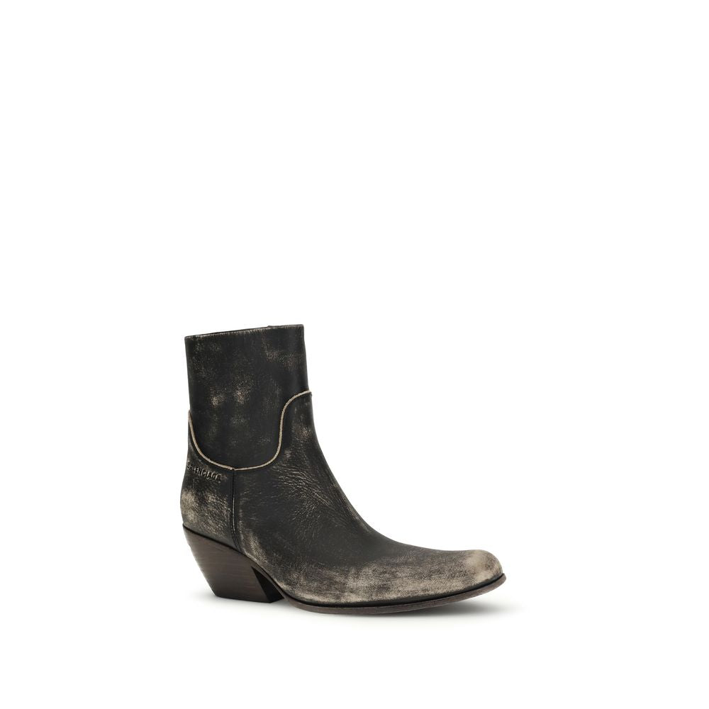 Balenciaga Black Calf Leather Ankle Boots